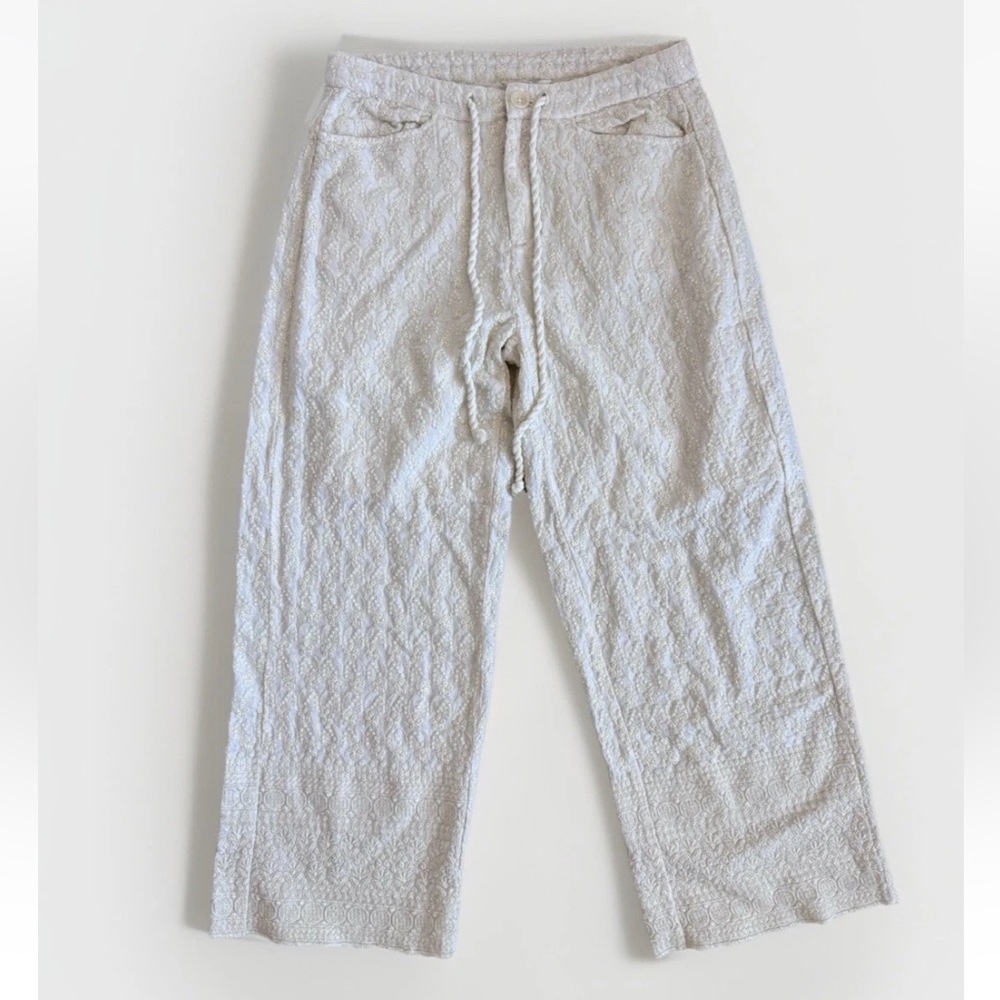 Sundance Solstice Culotte Cotton Wide Leg Embroidered Summer Pants Size 10